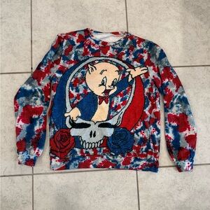 Dyes N’ Good Vibes (PRINT, not hand dyed) Porky Pig/Grateful Dead Tie Dye